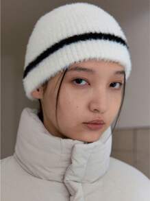 1pc Knitted Beanie Hat, Warm Thermal Lined Designer Woolen Cap, Autumn/Winter, 2024 New Arrival, Valentine's Day Gift