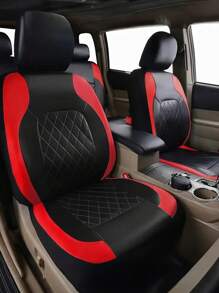 9pcs Universal Luxury Quilted PU Leather Car Seat Covers For 5-Seater Vehicles, Split Front And Rear Bench Seat,Airbag Compatible, Breathable, Anti-Slip Cushion Protector For Car, SUV, Sedan, Van, Automotive Interior Covers, Airbag Compatible, 9PCS Included : 2 Front Seat Covers, 1 Backrest Cover, 1 Back Seat Cover And 5 Headrest Covers.