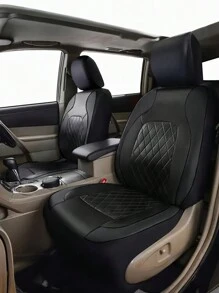 9pcs Universal Luxury Quilted PU Leather Car Seat Covers For 5-Seater Vehicles, Split Front And Rear Bench Seat,Airbag Compatible, Breathable, Anti-Slip Cushion Protector For Car, SUV, Sedan, Van, Automotive Interior Covers, Airbag Compatible, 9PCS Included : 2 Front Seat Covers, 1 Backrest Cover, 1 Back Seat Cover And 5 Headrest Covers.