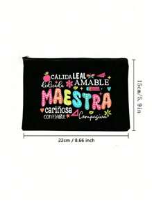 1 pieza Bolsa de maquillaje con estampado de "Mejor maestro de todos los tiempos", regalo para maestros, bolsa con cremallera para viaje, bolsa de almacenamiento ligera, monedero, neceser con cremallera, bolsa para cosméticos, bolsa de belleza, para vacaciones, playa, baño, dormitorio, gran capacidad