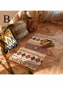 1PC Nordic Tassel Knit Rug Carpet Small Rug 60x90cm Bedroom Kitchen Rugs Living Room Washable Mat Boho Retro Home Decoration - Multicolor - View 9