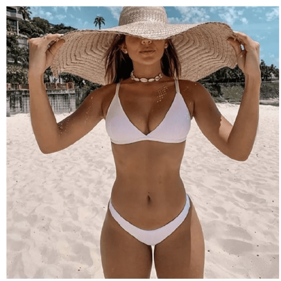 W.A SHEIN Conjunto Biquíni Feminino Top De Amarrar E Calcinha Asa Delta Moda Praia Premium.