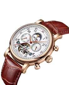 KINYUED Automatic Mechanical Watch Business Men's Watch Multi-Function Mechanical Watch Gentleman Style Men's Watch - 玫瑰金 - 查看 5