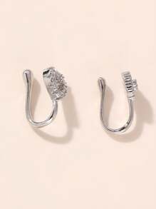 NAIZHU 1 Pair Unique Asymmetric Rhinestone Decor Heart Flower Moon Crown Non-Piercing U-Shaped Nose Clip