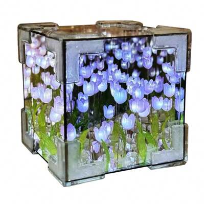 DIY magia tulipán cuadrado tulipán cuadrado luz de la noche, la luz ambiente de vacaciones, regalos para los amantes y la familia, decoraciones de Navidad, regalos para los amantes y la familia, también es perfecto para el montaje de colaboración con los niños, la familia, los amantes de mejorar la relación
