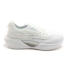 Lightweight Sports Shoe With Padded Sole And Embossed Patterns - White - View 2
