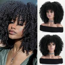 16" Short Curly Afro Kinky Wig, Multi-Color Fluffy Synthetic Fiber Wig, Suitable For Daily Wear, Holiday, Wedding, Birthday, Party, Halloween Costume - 彩色 - 查看 30