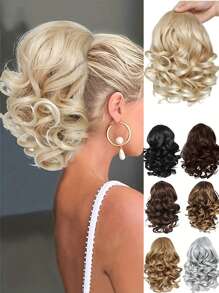 Women's Elegant Curly Wave Ponytail Clip-In Hair Extensions, Synthetic Material, Versatile Style, Suitable For Everyone - Daily Use Hair Accessories Christmas Gift - Multicolor - View 2