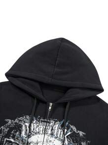 Women Y2k Goth Zip Up Hoodie Fairy Grunge Oversized Hooded Sweatshirt Adults Casual Skull Graphic Printed Long Sleeve Jacket With Pockets Gothic 90s Clothes For Teen Girls Streetwear Fall Spring Outerwear - 黑與白 - 查看 6