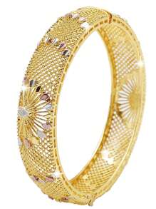 1 pieza Brazalete de aleación de zinc chapado en oro de 24k, accesorio diario de estilo Dubai para mujeres