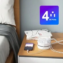 New Multifunctional Power Board/Power Socket/Strip Plug, Equipped With 4 Power Sockets, Paired With (2 USB-A) (1 TYPE-C), 2-Meter Power Cord/Automatic Short Circuit Protection Function/Suitable For Home, Office, Kitchen, Garage, Outdoor Use. - UK Plug(220-240V) - View 6