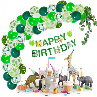 绿色气球套装，包括深绿色气球、柠檬绿色五彩纸屑乳胶气球，适用于丛林派对用品、圣帕特里克节装饰品