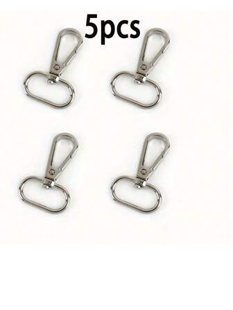 5pcs Silver Accessory Package Includes Metallic Carabiner Hooks 360 Degree Swiveling Lobster Clasp Oval Rings & Metal Spring Hooks For DIY Crafts And Wallet Making