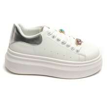 Women Solid Color Splice Casual Sneakers For Daily Wear - Silver - View 3