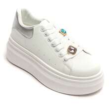 Women Solid Color Splice Casual Sneakers For Daily Wear - Silver - View 2