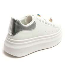 Women Solid Color Splice Casual Sneakers For Daily Wear - Silver - View 5