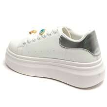 Women Solid Color Splice Casual Sneakers For Daily Wear - Silver - View 4
