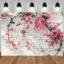 Luxury Pink Rose And Brick Wall Background Fabric - Multi Functional Polyester Fabric, Suitable For Wedding, Photography Studio And Other Scenes As Wedding Background Fabric - Multicolor - View 7