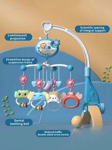 1 件婴儿床摇铃，带音乐、灯光和投影，45° 科学角度防止斜视，360° 可旋转，出牙玩具，温暖夜灯，梦幻投影，教育、安抚玩具，感恩节、圣诞节、生日礼物