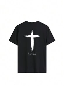 Women's Casual Vacation Round Neck Short Sleeved T-Shirt With Cross Slogan Printed Women's Top.Graphic Tees Women White Top Black Top