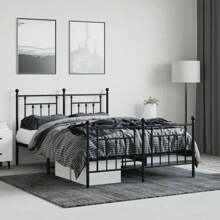 Stylish Black Metal Bed Frame With Footboard For 140x200cm Mattress Support - Black - View 3