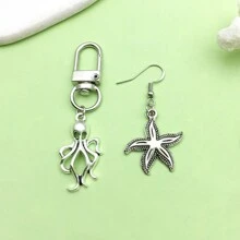 32 件混合仿古银海洋生物海星饰品散装夏季珠宝项链耳环手链制作 DIY 工艺配件 - 復古銀色 - 查看 7