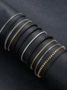 2 Pieces Set/4-Piece Set/12 Pieces Set Minimalist Fashion Stacked Stainless Steel Multi-Color Bracelet Set For Men's Holiday Dating Party Gift Daily Matching (Without Gift Box) - Multicolor - View 5