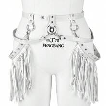 女式性感皮革腰带流苏朋克背带金属身体笼