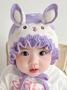 1 chiếc mũ bảo vệ tai cho bé, dễ thương & đáng yêu, phong cách mùa đông mới, phù hợp cho trẻ sơ sinh trai và gái, mũ đan - 1PC - Xem 12