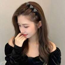 3 pièces Pinces à cheveux avec cœurs en strass, épingles à cheveux pour frange latérale, accessoires de cheveux doux pour filles, couleurs rouge, noir, café, décorations mode, pinces à cheveux pour femmes