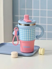 1 pieza Nuevo Vaso de Doble Capa Aislado Térmicamente, Taza con Pajita Altamente Atractiva, Botella de Agua Portátil de Gran Capacidad para Uso Doméstico y Vuelta al Colegio - Multicolor - Ver 11
