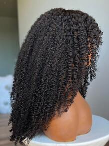 22 英寸卷发假发，带刘海，4x4 蕾丝闭合，女士真人发质假发，180% 密度，日常生活用卷曲假发，真人头发，已拔取婴儿头发，透明蕾丝，适合所有皮肤 - 黑色 - 查看 7