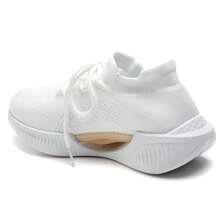 Sports Shoe With Thick Sole And Embossed Details - White - View 3