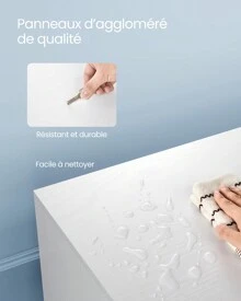 VASAGLE Meuble TV, Support Télé, pour Télévision jusqu'à 55 Pouces, Longueur 120 cm, Rangement Consoles de Jeux, Style Rustique, pour Salon, Chambre, Blanc - Blanc - Voir 6