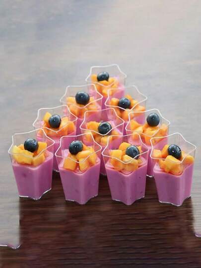10pcs/20pcs Disposable Plastic Creative Mini Star-Shaped Mousse Cups, Pudding Cups, Tiramisu Cups, Fruit Jelly Dessert Cups, Uncovered