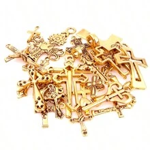 10/20/50 sztuk Asortyment Krzyż Złoty i Srebrny Kolor Metalowe Charms Zawieszki, Styl Vintage Hip Hop, Nadaje Się Do Dekoracji Torby, DIY Biżuteria Tworzenia Naszyjnik Bransoletka Kolczyki Akcesoria, Losowy Asortyment