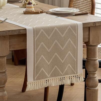 1入防水流蘇桌布，適用於家庭裝飾、婚禮、餐廳和客廳