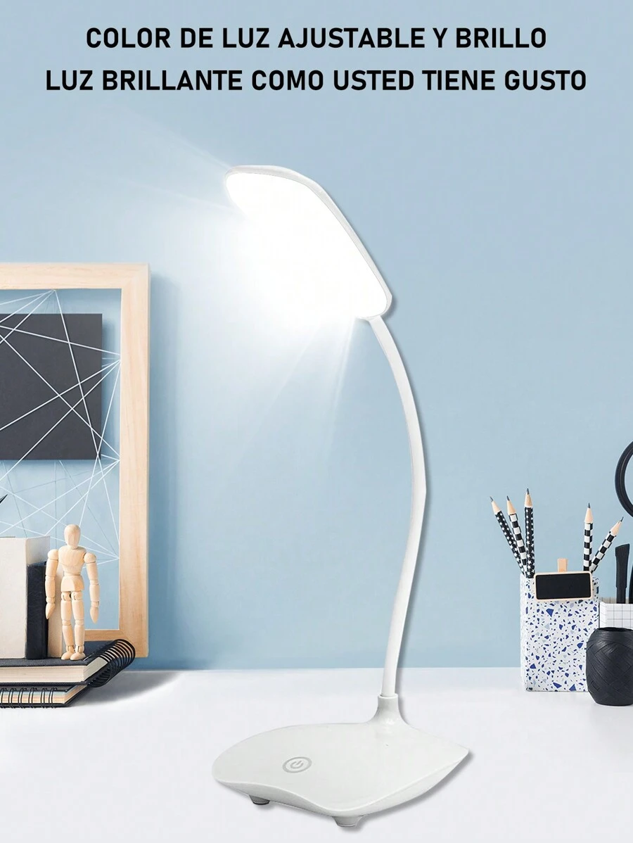1 Pieza Lámpara Led De Escritorio Ajustable Recargable Por Usb , Para Lectura - Blanco - Ver 1