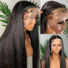 360 Full Lace Front Wigs Human Hair Straight Pre Plucked With Baby Hair 250% Density Human Hair Wigs For Woman Natural Color Can Do Ponytail And Bun Christmas Gifts - Natural Black - Xem 8