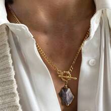 亚马逊石天然石彩色蝴蝶石英吊坠项链天然石紫水晶项链奢华女式水晶颈链女式莱茵石