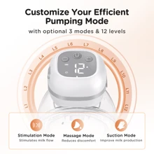 Portable Electric Breast Pump With 3 Modes And 12 Levels, 5 Seconds Assembly, Memory Mode, LCD Display, Portable Electric Breast Pump With 19mm/21mm Flange (2 Pack) - Xám - Xem 7