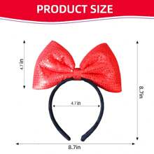 Wu Pistilure 1pc Princess Headband Red Sequin Big Bow Amusement Park Photo Haircard Popular Hair Accessories Face Female Headband