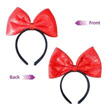 Wu Pistilure 1pc Princess Headband Red Sequin Big Bow Amusement Park Photo Haircard Popular Hair Accessories Face Female Headband