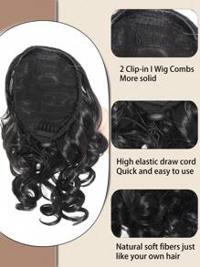 Women's Elegant Curly Wave Ponytail Clip-In Hair Extensions, Synthetic Material, Versatile Style, Suitable For Everyone - Daily Use Hair Accessories Christmas Gift - Multicolor - View 6