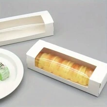 Disposable White Rectangle Cake Boxes With Window - Perfect For Cakes, Chocolates, Biscuits, Pastries - Ideal For Birthday And Wedding Parties - Baking Tools And Kitchen Accessories - Multicolor - View 4