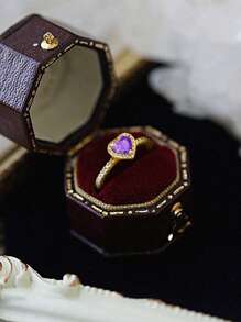1 pieza Anillo de diamante morado alto brillo joyería de mujer de plata de ley 925 con circonita lujo precioso regalo de joyería fina para boda anillo de promesa
