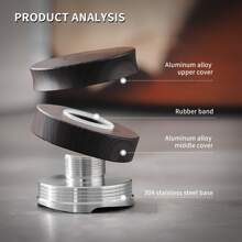 Bincoo 58mm Coffee Distributor - Wood Grain Espresso Distribution Tool With Stainless Steel Base,Adjustable Depth Coffee Tamper And Leveler - 咖啡棕 - 查看 3