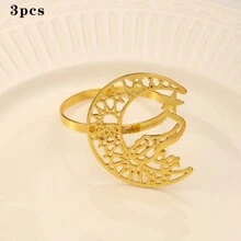 1/3pcs Hollow Moon & Stars Style Napkin Ring - Fashion Fine Hotel Home Restaurant Tray Towel Buckle, Napkin Ring For Christmas Decoration, Anniversary, Birthday,Tissue Box Holder,Napkin Holder,Festival Family Gathering,Kitchen Dining Table Decor