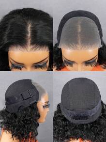 Wear Go 6x4 Transparent Lace Glueless Glueless Water Wave Bob Wig 180% Density 8-14 Inch Lace Closure Wigs Natural Black Pre Plucked Pre Cut Daily Use For Beginners