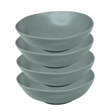 Kit Of 4 Bamboo And PP Bowls Assorted 12cm Compact And Functional For Cakes, Salads And Mixes - Home And Restaurants - Teal Blue - View 1